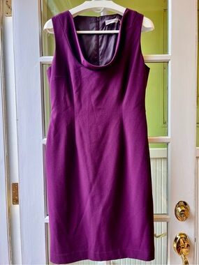 Calvin Klein Plum Cowl Scoop-Neck Midi Sheath Dress